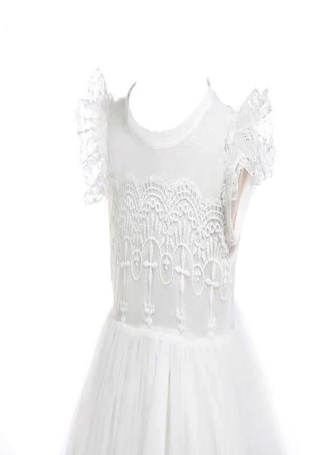 Leideur Baby Girls White Christening Dress With Bonnet Newborn Baptism Gown Lace Dress for Wedding Birthday (White 3, 24M) - Image 4