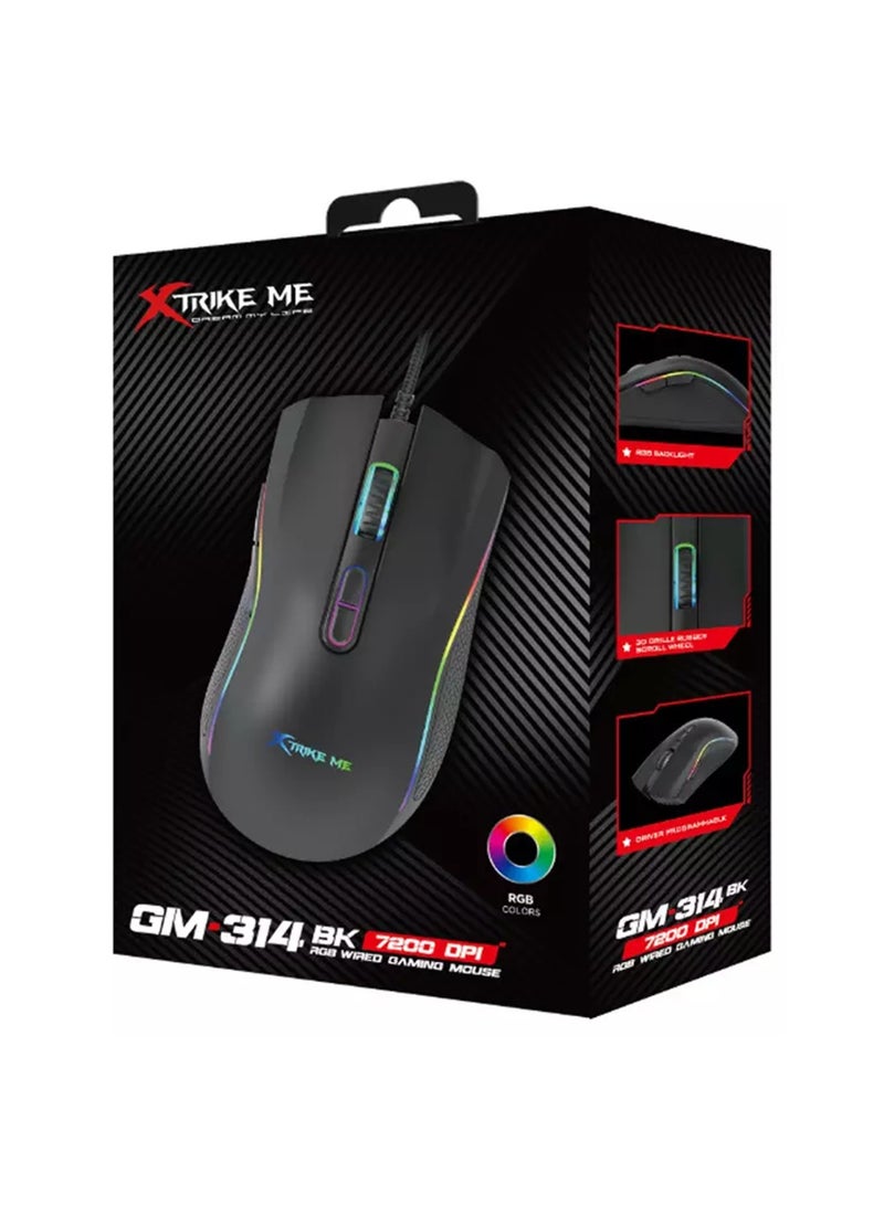 XTRIKE ME GM-314 Wired Gaming Mouse With Customisable RGB Colour Effects - Image 1