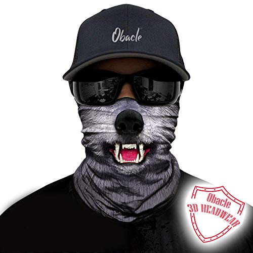 Obacle Motorcycle Face Mask Sun UV Dust Wind Protection Tube Mask Seamless Bandana Face Mask for Men Women Bike Riding Cycling Biker Fishing Outdoor Festival (Wolf Gray) - Image 2