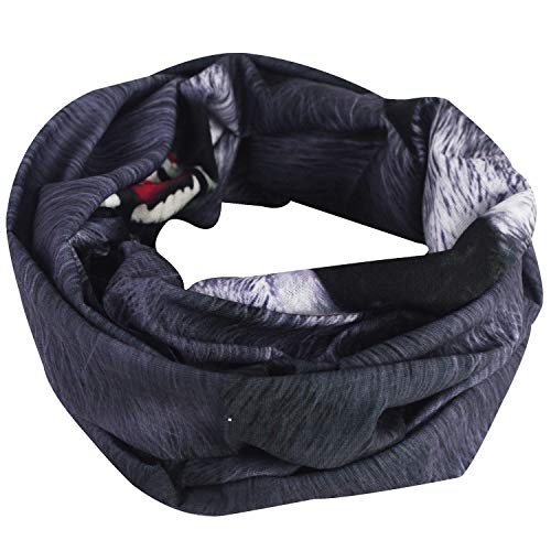 Obacle Motorcycle Face Mask Sun UV Dust Wind Protection Tube Mask Seamless Bandana Face Mask for Men Women Bike Riding Cycling Biker Fishing Outdoor Festival (Wolf Gray) - Image 4