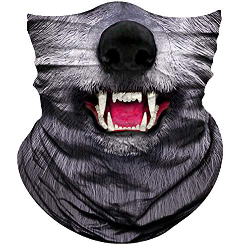 Obacle Motorcycle Face Mask Sun UV Dust Wind Protection Tube Mask Seamless Bandana Face Mask for Men Women Bike Riding Cycling Biker Fishing Outdoor Festival (Wolf Gray) - Image 1
