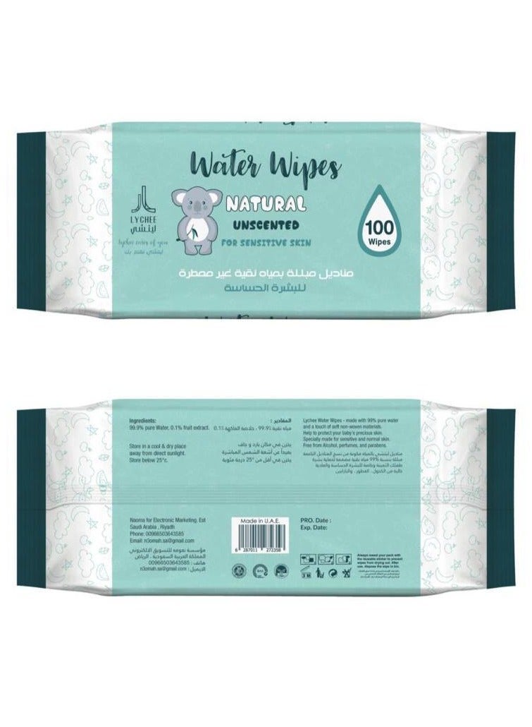 ليتشي منديل مبلل بالماء للبشرة الحساسة 100 منديل من ليتشي - Image 1
