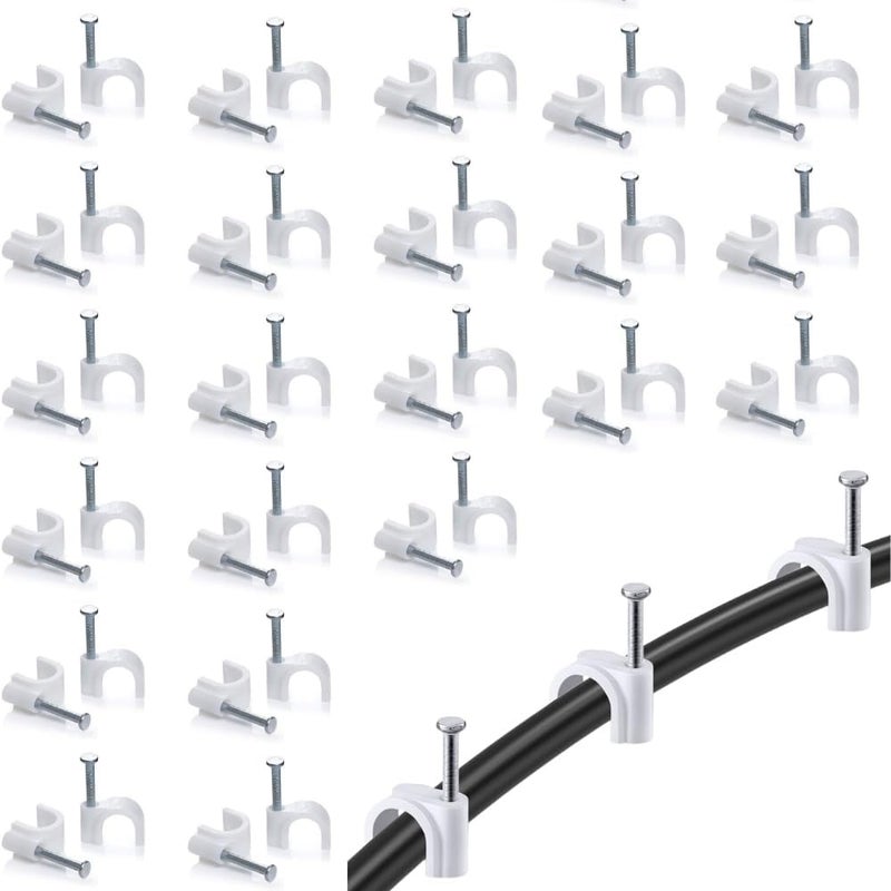 SIMRON ; MAKING LIFE SMART SIMRON Cable Clips Combo of 225pcs 12mm 14mm 16mm Metal Nails for Cable Management Cord Organizer Round Wire Clamps for Hanging Cables Fitting on WallWhite Pack of 3 75 Pieces Each Size  - Image 1