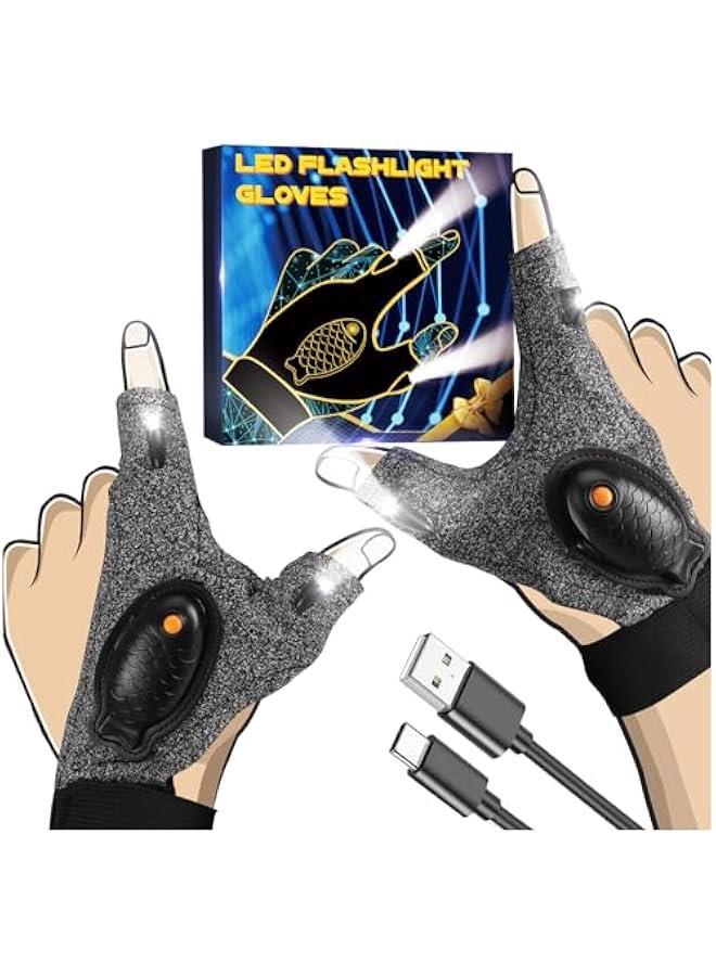 Arabest Rechargeable LED Flashlight Waterproof Gloves -  Stocking Stuffer Gifts for Men,Cool Gadgets Hands Free Light Gloves Tool for Men Women Husband Boyfriend Mechanics Night Fishing - Image 1