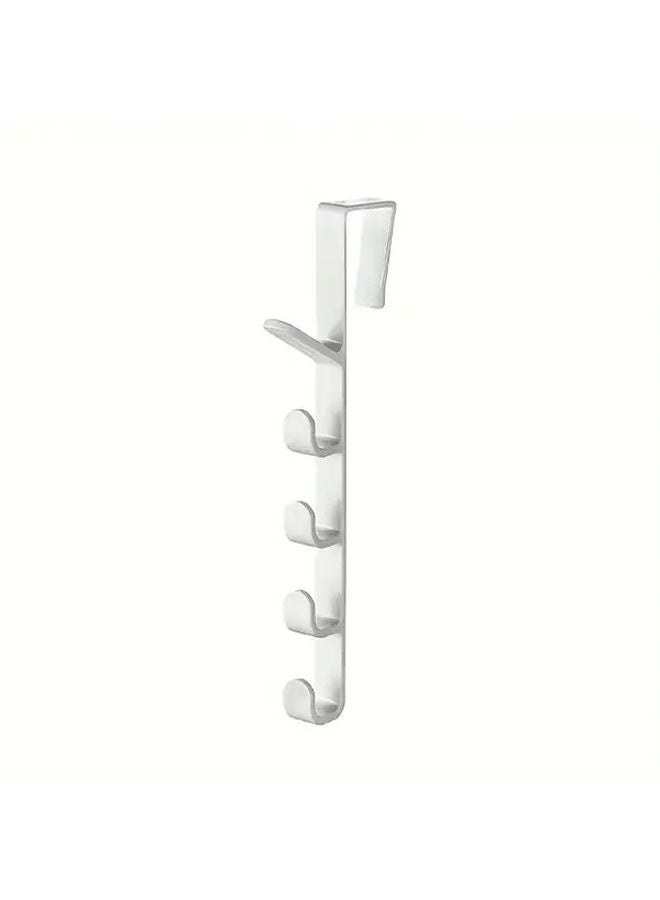 White Over The Door Coat Rack No Drill Installation Hooks For Towels Coats Bags Multi Functional Storage Organizer - Image 1