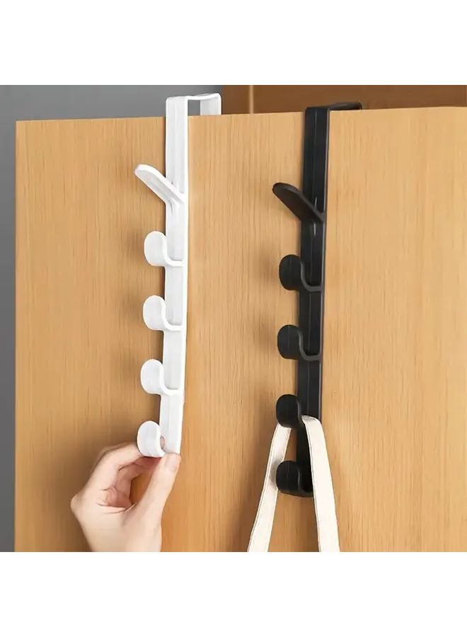 White Over The Door Coat Rack No Drill Installation Hooks For Towels Coats Bags Multi Functional Storage Organizer - Image 2