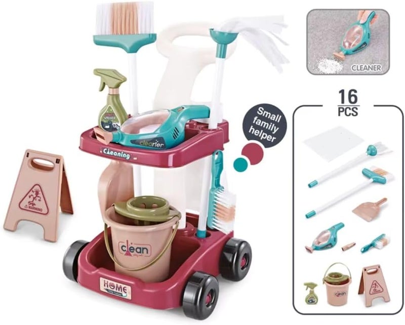 Mini Panda Cleaning Cart Kit for Kids 3+ - Pretend Play Set - Image 4