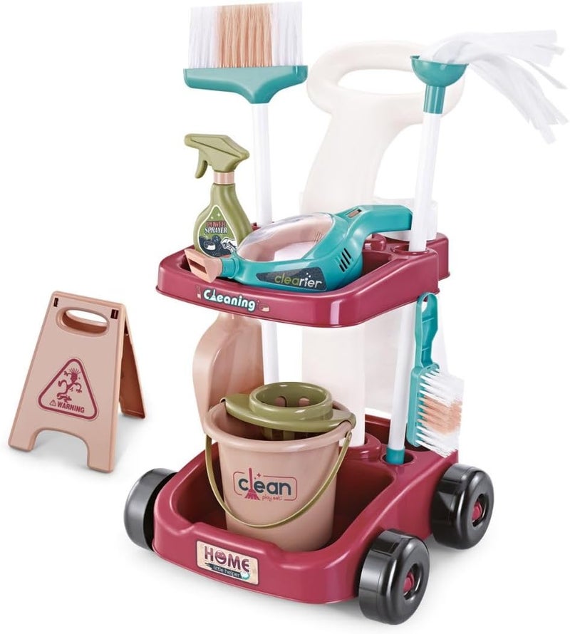 Mini Panda Cleaning Cart Kit for Kids 3+ - Pretend Play Set - Image 1