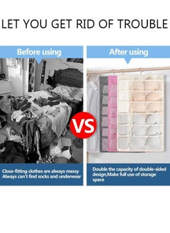 DUNISO Dual Sided Wall Closet Hanging Organizer Storage with Mesh Pockets for Underwear Bra Underpants Socks (Gray 5+10 Pockets)  - Image 4