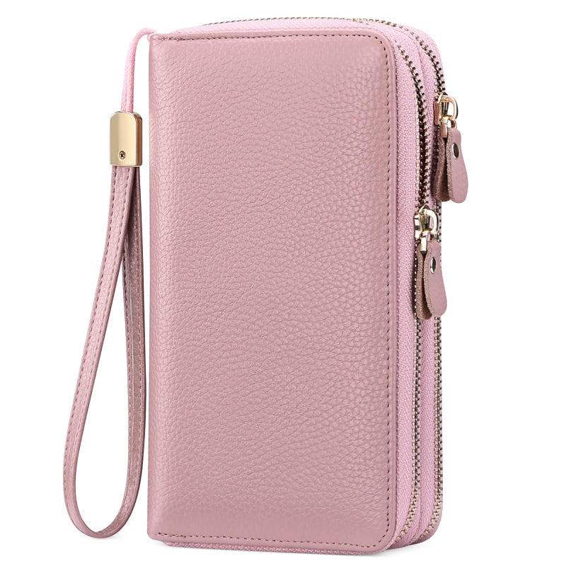 SENDEFN Leather Women Wallet RFID Blocking Zipper Around Phone Holder Clutch Wristlet Large Capacity - Image 1