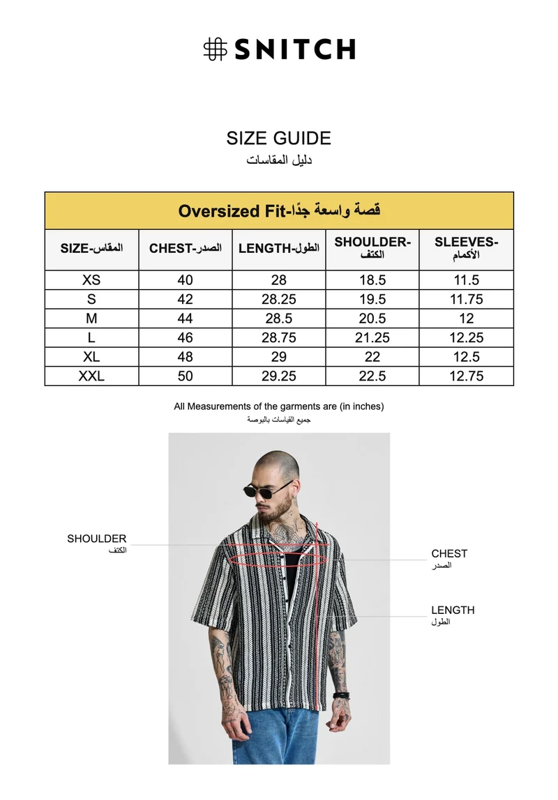 SNITCH  Black Striped Half Sleeve Oversized Shirt for Men | Best Price UAE