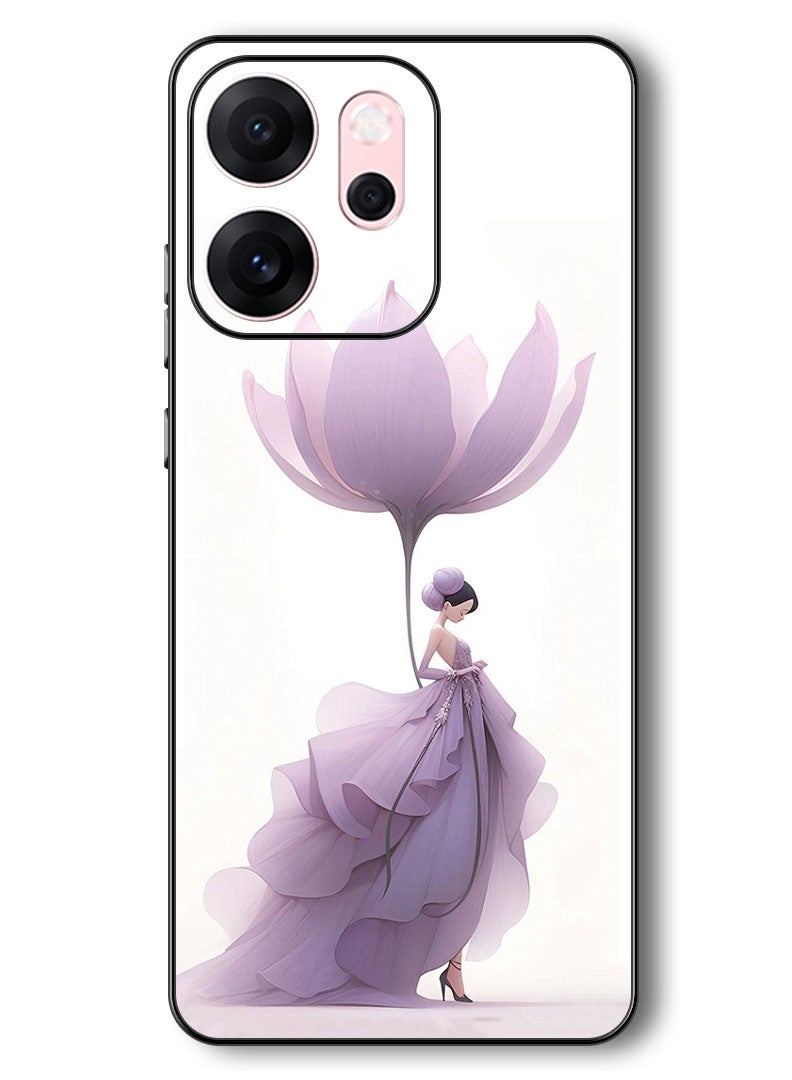 Theodor Case Compatible with Oppo Reno 14 F 6.57 Inch Protection Shockproof Bumper Cover Women Flower - Image 1