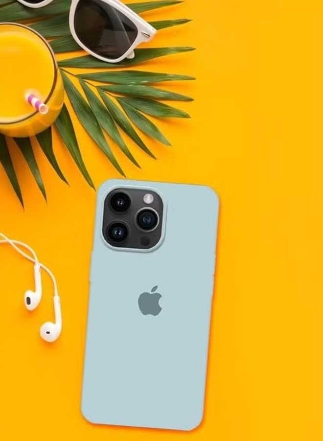 Ocean iPhone 15 Pro Mobile Case Cover, Soft Liquid Silicone Protection Anti-Scratch Shockproof Accessories Slim Protective Back Cover with Microfiber Lining, for iPhone 15 Pro Case (Light Blue) - Image 5