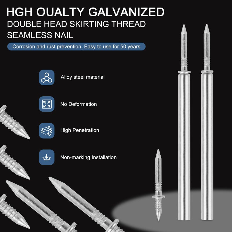 KOAMLY 400pcs Hardware Nails Double Head Skirting Nails with 4 Tools - Invisible Seamless Baseboard Screws for Solid Wood Trim, Double-Sided Installation - Image 3