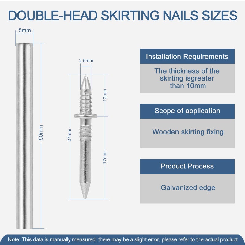 KOAMLY 400pcs Hardware Nails Double Head Skirting Nails with 4 Tools - Invisible Seamless Baseboard Screws for Solid Wood Trim, Double-Sided Installation - Image 2