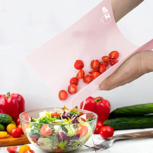 ZVP Flexible Plastic Cutting Board Set of 5 Gradient Color, Colorful Chopping Boards, BPA Free Mats, Non Slip, Dishwasher Safe, 15x12 Inch, Pink Multi-Color - Image 4