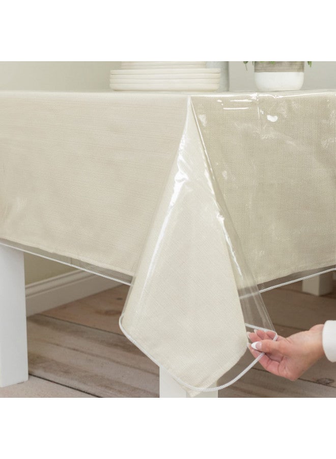 Benson Mills Heavy Duty Clear Plastic Tablecloth Protector, 100% Waterproof Table Cloth, Oil Spill Proof, Table Cover for Dining Tables, Parties and Holidays (60" x 108" Rectangular) - Image 1