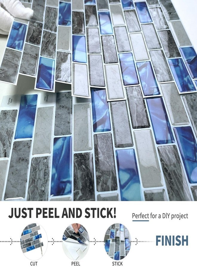 DEWOO Blue Peel and Stick Back Splashes for Kitchen Backsplash Self-Adhesive Tile in Marble (10 Sheets 12"x12") - Image 5