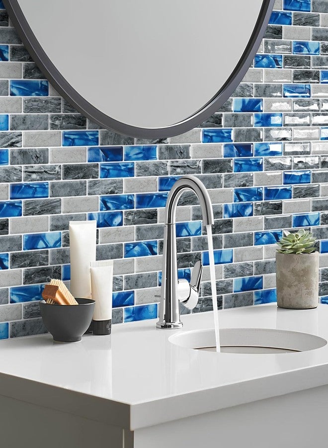 DEWOO Blue Peel and Stick Back Splashes for Kitchen Backsplash Self-Adhesive Tile in Marble (10 Sheets 12"x12") - Image 3