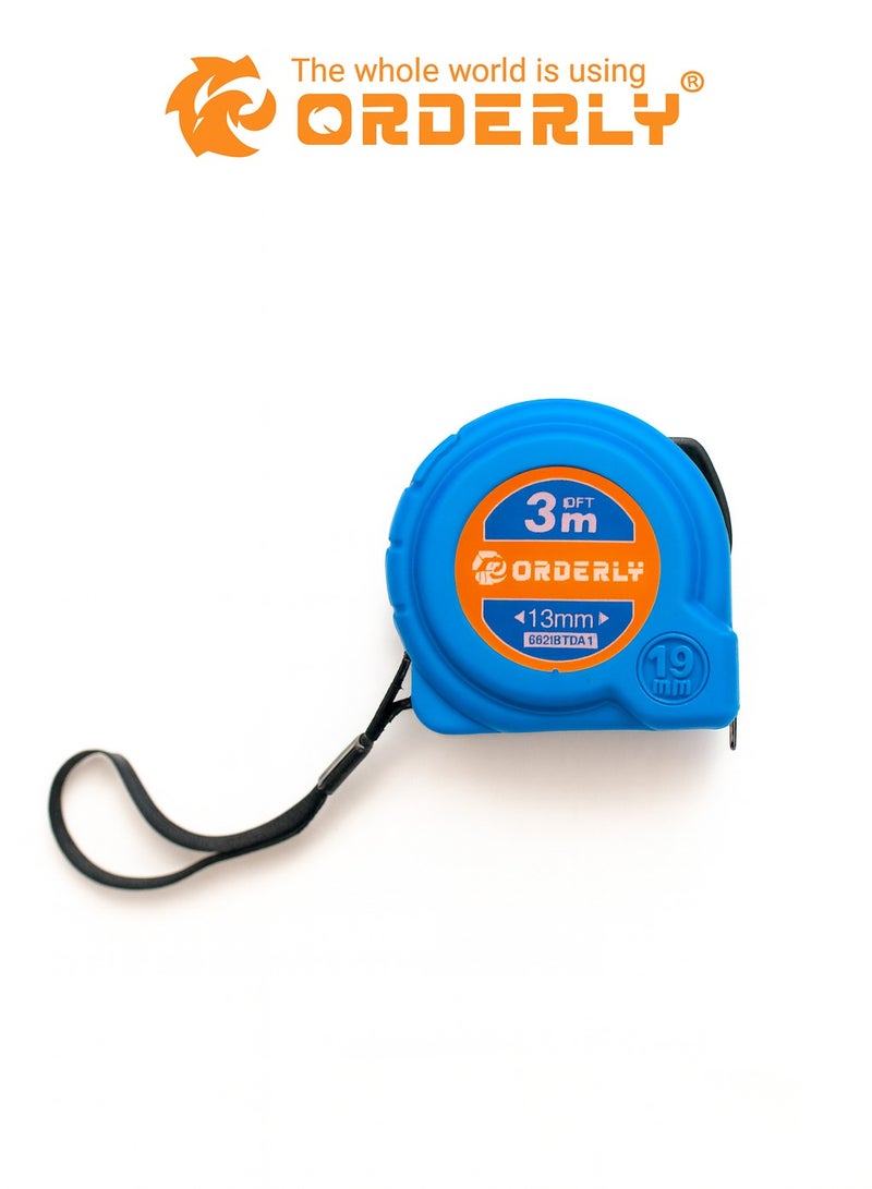 ORDERLY Pack of 2 — ORDERLY Measuring Tape 3m/10ft – 19 mm Wide Steel Blade, Durable ABS Case with Lock – Dual Graduation mm/cm/inch for Professional & DIY Use – Model DOL-61601 (ART:61511) – Blue - Image 3