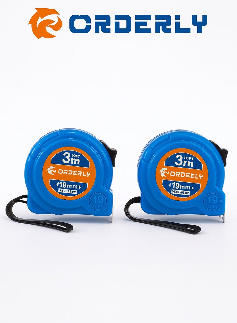 ORDERLY Pack of 2 — ORDERLY Measuring Tape 3m/10ft – 19 mm Wide Steel Blade, Durable ABS Case with Lock – Dual Graduation mm/cm/inch for Professional & DIY Use – Model DOL-61601 (ART:61511) – Blue - Image 4