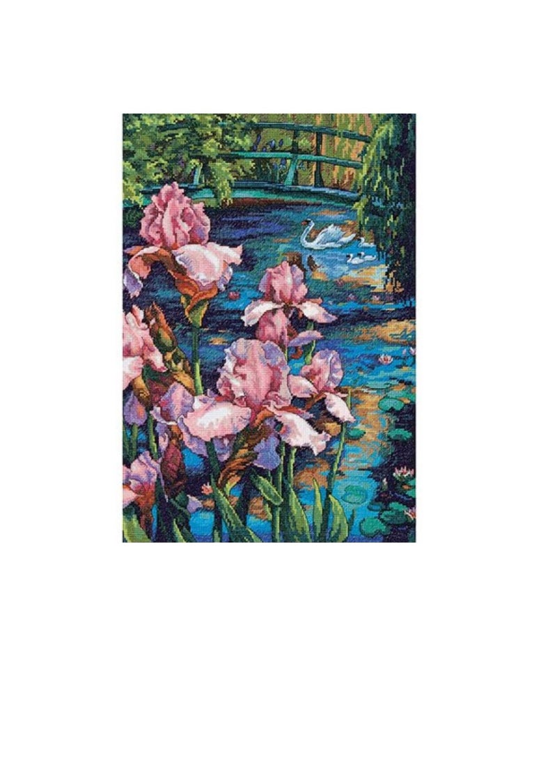 Gold Collection Iris & Swan Counted Cross Stitch Kit 10 inch x 15 inch 16pc - Image 2