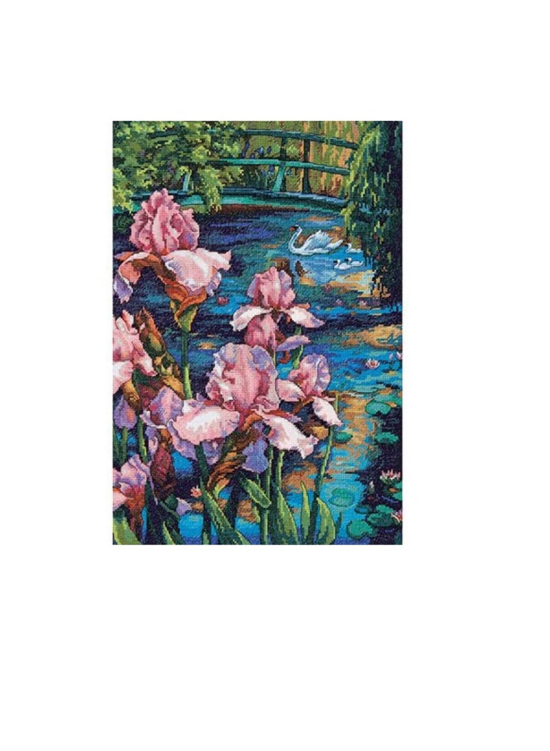 Gold Collection Iris & Swan Counted Cross Stitch Kit 10 inch x 15 inch 16pc - Image 1