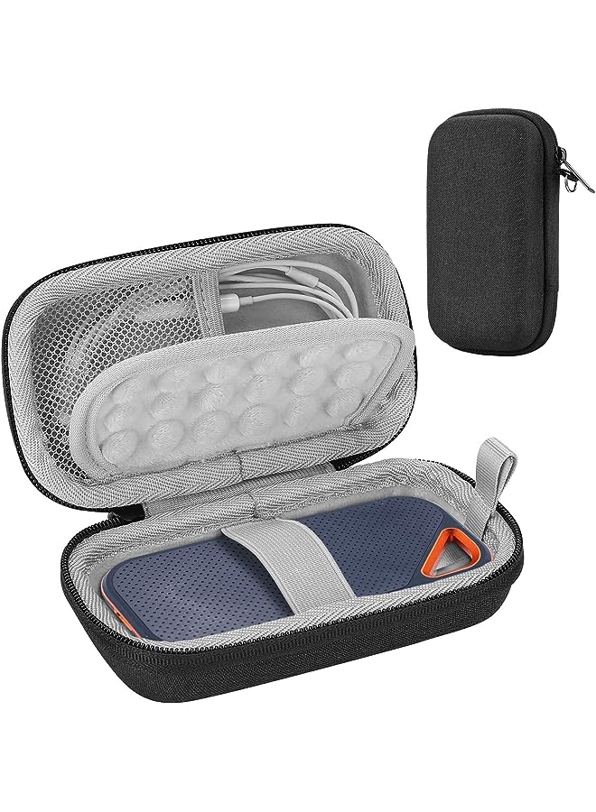 Procases حقيبة حمل صلبة من مادة إي في إيه لمحرك أقراص SSD خارجي محمول SanDisk Extreme Pro بسعة 500 جيجابايت و1 تيرابايت و2 تيرابايت ومحرك أقراص SSD خارجي محمول My Passport من WD، حقيبة سفر واقية مقاومة للصدمات وحامل تخزين (الحقيبة فقط) - أسود  - Image 1