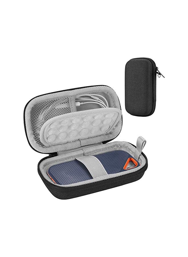 Procases حقيبة حمل صلبة من مادة إي في إيه لمحرك أقراص SSD خارجي محمول SanDisk Extreme Pro بسعة 500 جيجابايت و1 تيرابايت و2 تيرابايت ومحرك أقراص SSD خارجي محمول My Passport من WD، حقيبة سفر واقية مقاومة للصدمات وحامل تخزين (الحقيبة فقط) - أسود  - Image 2