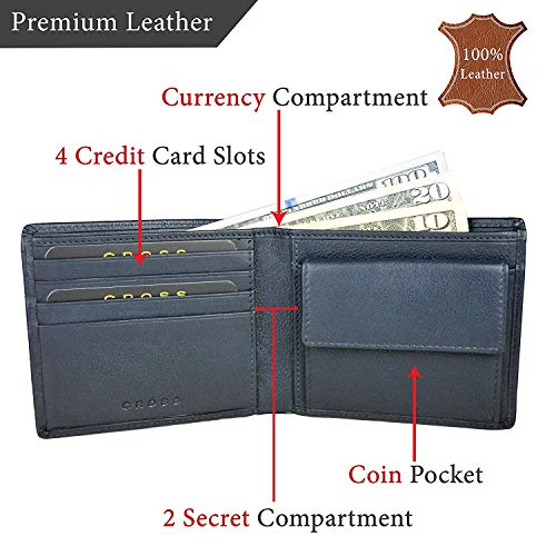Cross Navy Men's Wallet Stylish Genuine Leather Wallets for Men Latest Gents Purse with Money Coin and Card Holder Compartment (AC298072) - Image 2