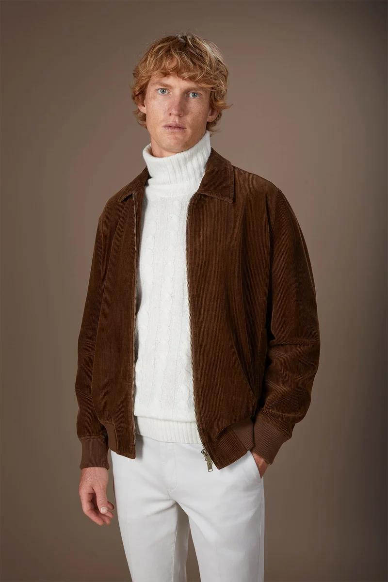 Men's wide corduroy jacket comfort fit - Camel