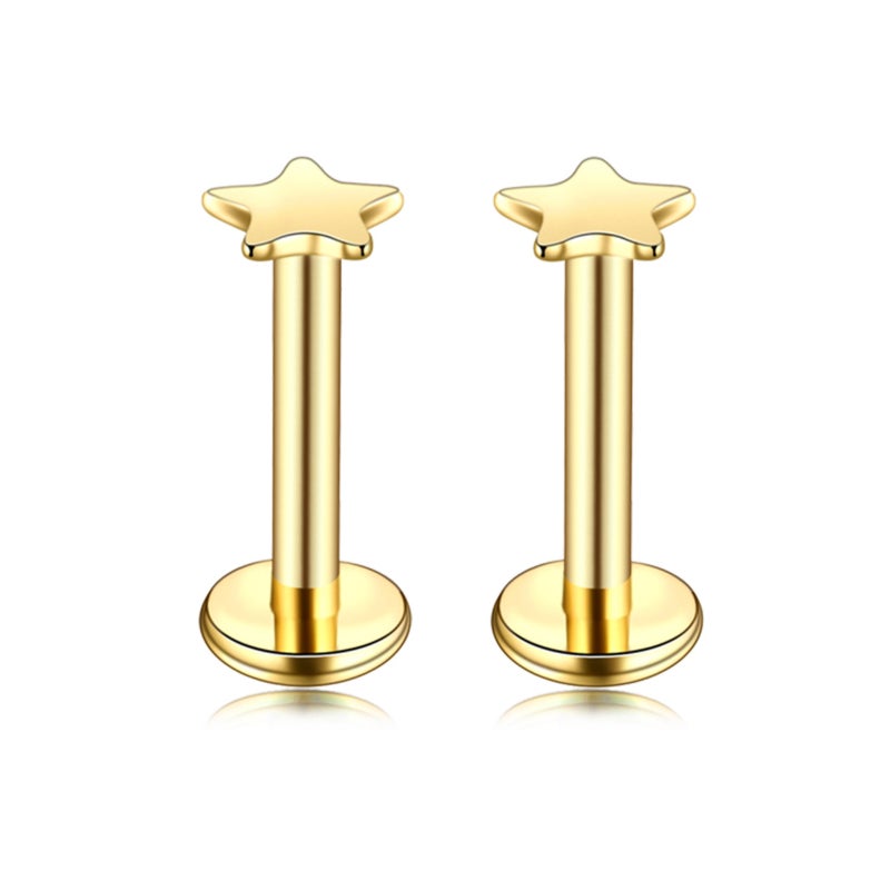 16G Lip Ring: Pack of 6 Gold Stainless Steel - Internally Threaded Crystal CZ Lip Ring for Lip Tragus Labret Piercings With Comfortable Fit Versatile Styles Daily Wear - Image 5