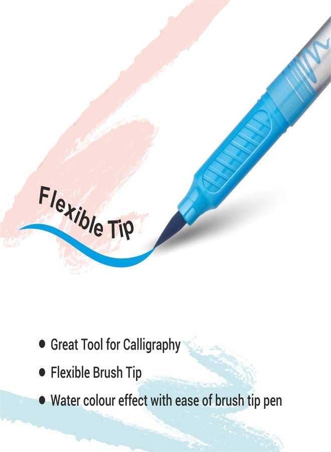 FLAIR Creative Brush Pen With Flexible Tip | Watecolour Effect & Smudge Free Writing | Non-Toxic & Safe For Childrens | A Great Tool For Lettering & Calligraphy | 12 Bright Shades - Image 4