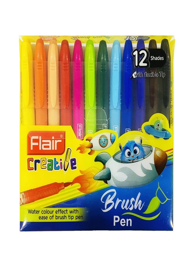 FLAIR Creative Brush Pen With Flexible Tip | Watecolour Effect & Smudge Free Writing | Non-Toxic & Safe For Childrens | A Great Tool For Lettering & Calligraphy | 12 Bright Shades - Image 3