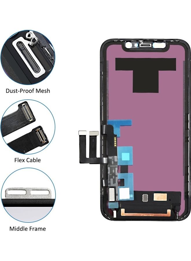 استبدال أجزاء تجميع محول الأرقام لشاشة LCD تعمل باللمس لهاتف Apple iPhone 11 باللون الأسود أسود - Image 4
