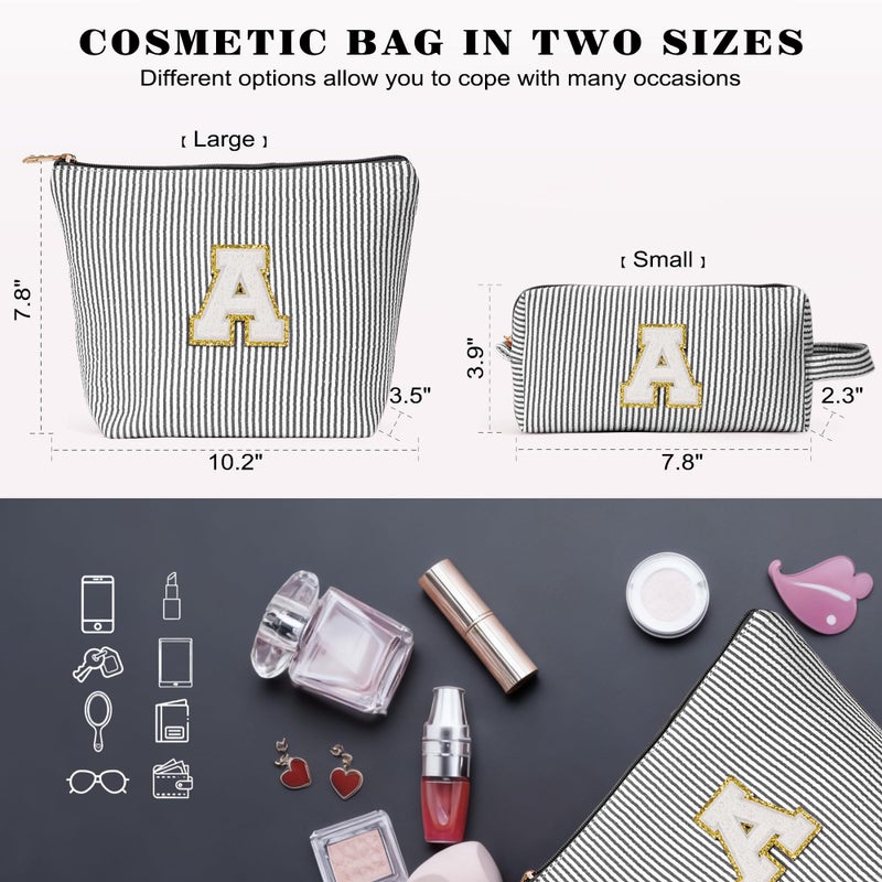 Fohufo Teacher Christmas Gifts for Women - Teacher Appreciation Gifts, 2025 Xmas Birthday Gift for Teachers, Initial Makeup Bag for Teachers, Black A - Image 5