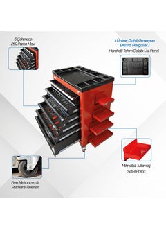 Brio Mobile Tool Cabinet 6 Drawers 2022 Series 259 Pieces Blue Full  - Image 3