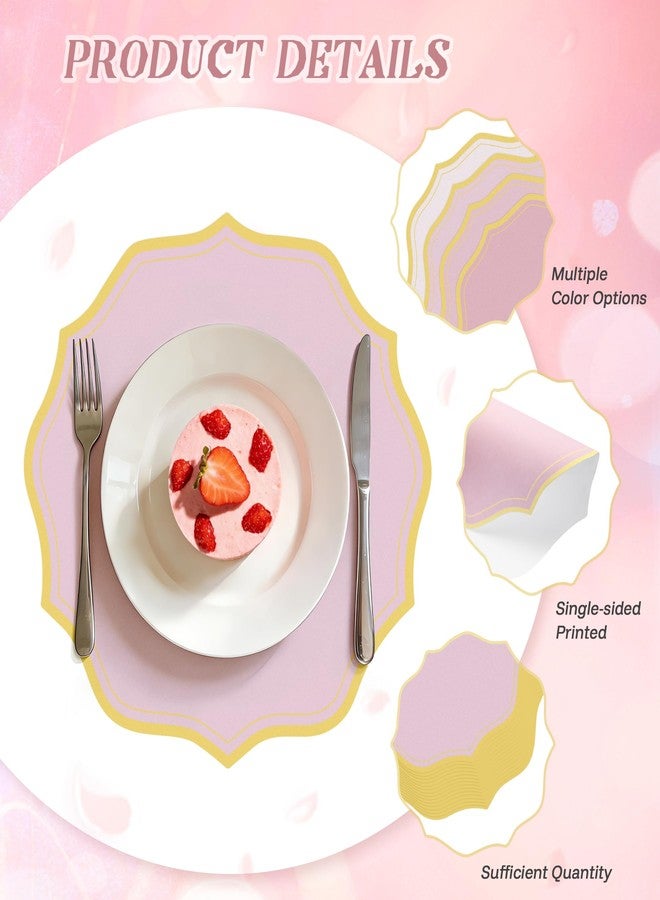 Aartner 100 Pcs Round Dusty Pink Paper Placemats 13.5 Inch Scalloped Disposable Paper Place Mats Decorative Flower Shape Doilies Table Mats for Valentine's Day Wedding Baby Shower Party Holiday Table Decor - Image 3