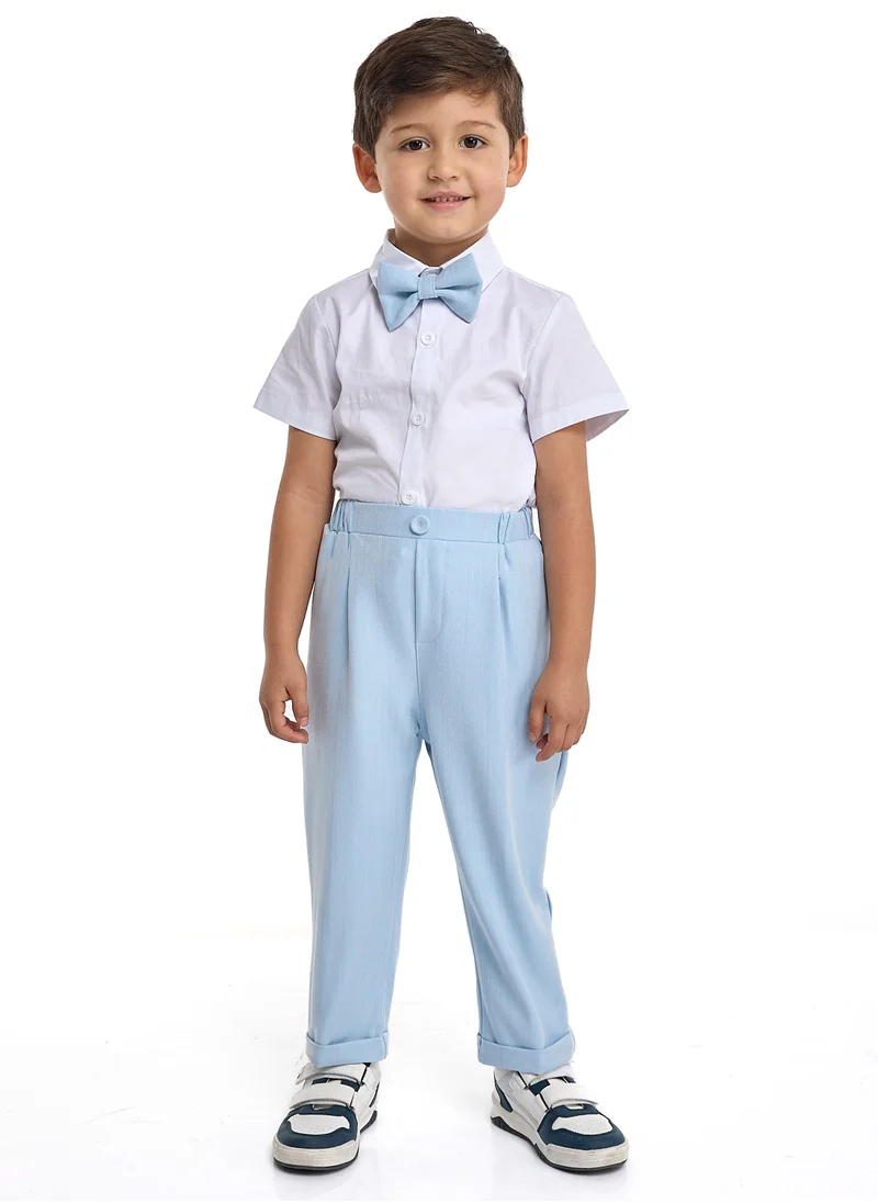 victor and jane Lt blue Waistcoat And Pant Set With Shirt And Bow Tie