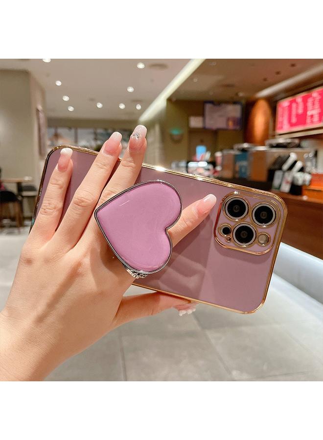 S-TOP Case For iPhone 13 Pro Electroplating Love Heart Holder TPU Phone Case - Image 5