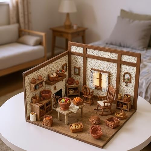 Krisah Miniature Wicker Basket Set, 10 Pieces Handcrafted Resin Decor for Fairy Gardens, Terrariums, Model Making, Brown, X-Small Size, Realistic Cane Texture - Image 3