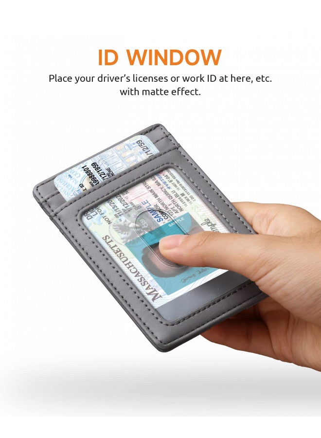 Buffway Mens Slim Wallet, Minimalist Thin Front Pocket Leather Credit Card Holder with RFID Blocking for Work Travel - Seattle Grey - Image 3