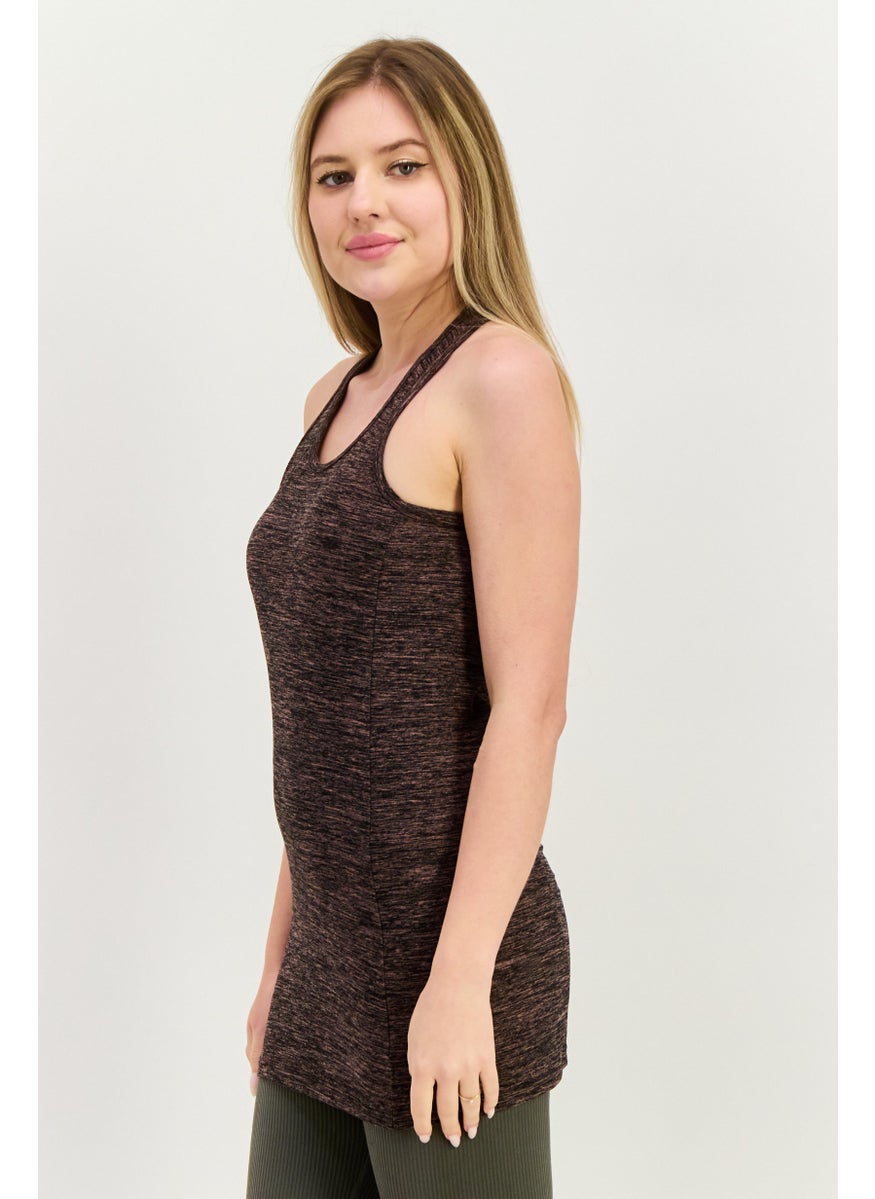 NINE WEST Women Sportswear Fit Training Tank Top, Heather Brown  - Image 2