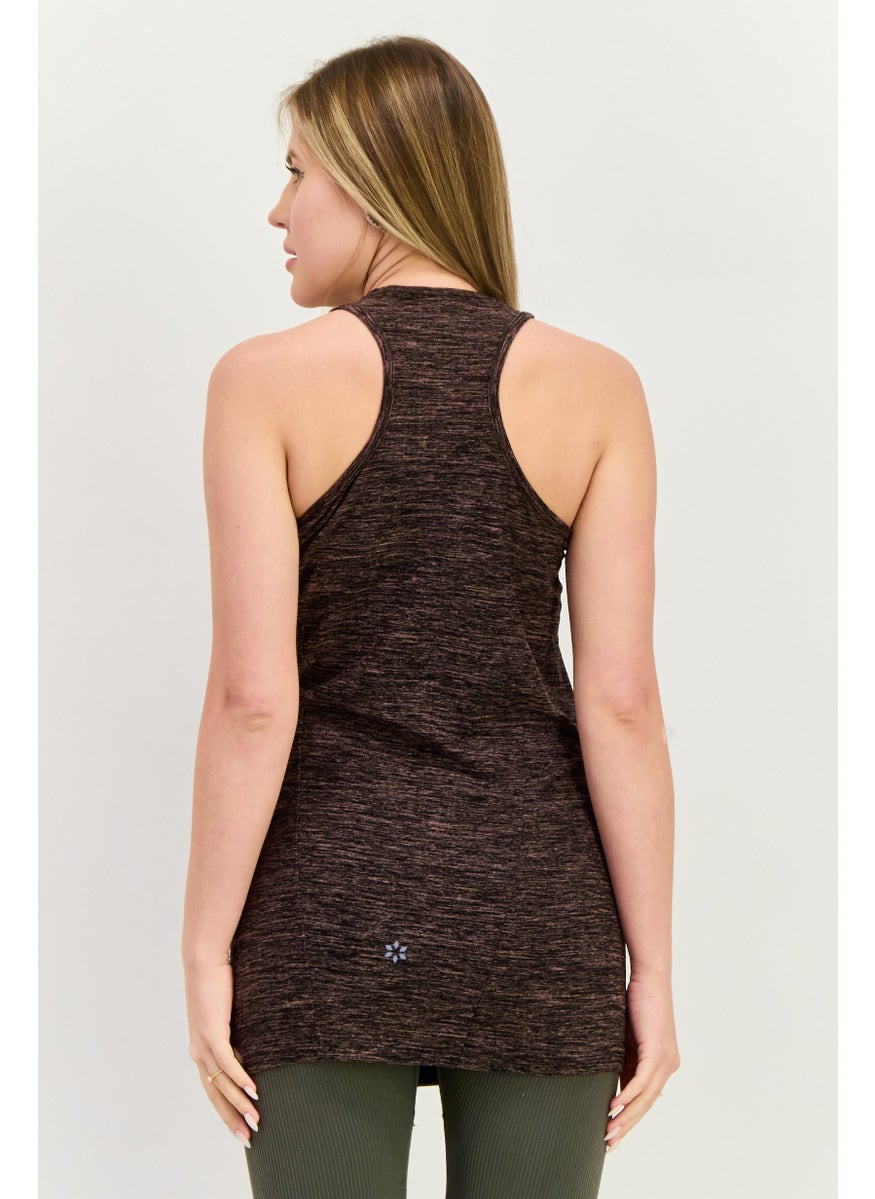 NINE WEST Women Sportswear Fit Training Tank Top, Heather Brown  - Image 3