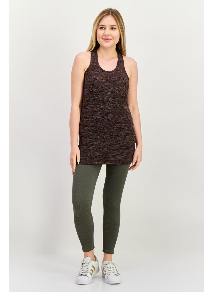 NINE WEST Women Sportswear Fit Training Tank Top, Heather Brown  - Image 4