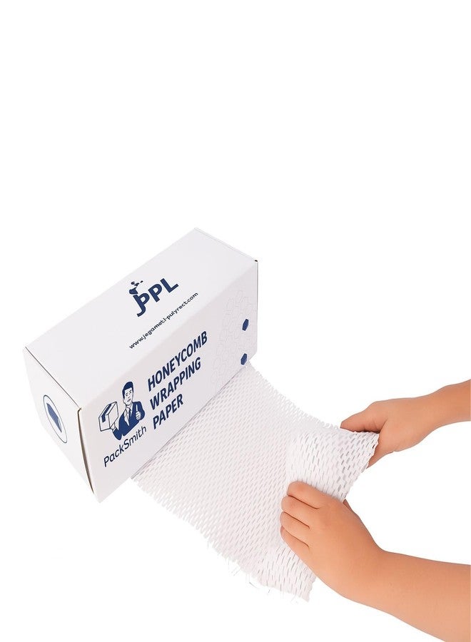 JPPL paper honeycomb roll with dispenser box | Expands hex to 160 meter | Plastic alternative | Packaging & shipping supplies bubble wrap roll| (390mm / 16 inch x100 meter) (Red) (White) - Image 1