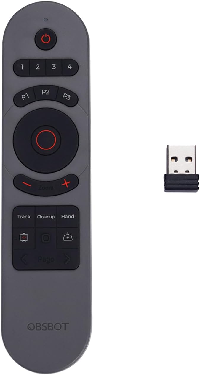 أوبسبوت جهاز التحكم عن بعد OBSBOT Tiny 2، جهاز تحكم ذكي لكاميرا الويب Tiny 2/Tiny 4K/1080P، اتصال لاسلكي عبر مستقبل USB، مزيج من جهاز التحكم عن بعد ونقرة العرض التقديمي - Image 1