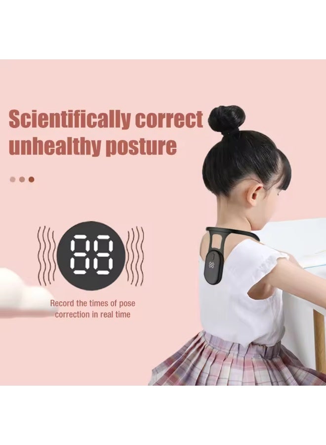 حزام تصحيح وضعية الظهر الذكي مع تنبيه بالاهتزاز وشاشة LCD جهاز تصحيح الجلوس يُعلق على الرقبة لتقويم الظهر وشد الصدر مصنوع من ABS وسيليكون بدرجة غذائية مناسب للأطفال فوق 4 سنوات والبالغين للدراسة والعمل والجلوس الطويل - Image 4