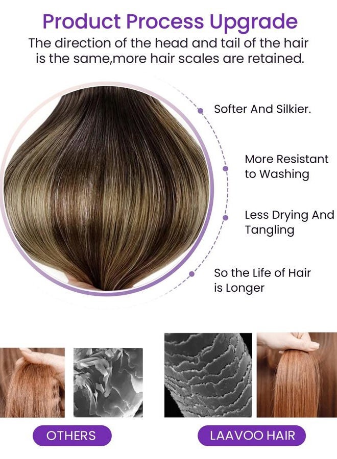 LaaVoo 18" Straight Seamless Tape in Remy Hair Extension Highlight Colorful Light Blonde Fading to Ash Blonde 100 Human Hair Extension 20Pcs 50G/Package (#P18/22) - Image 4