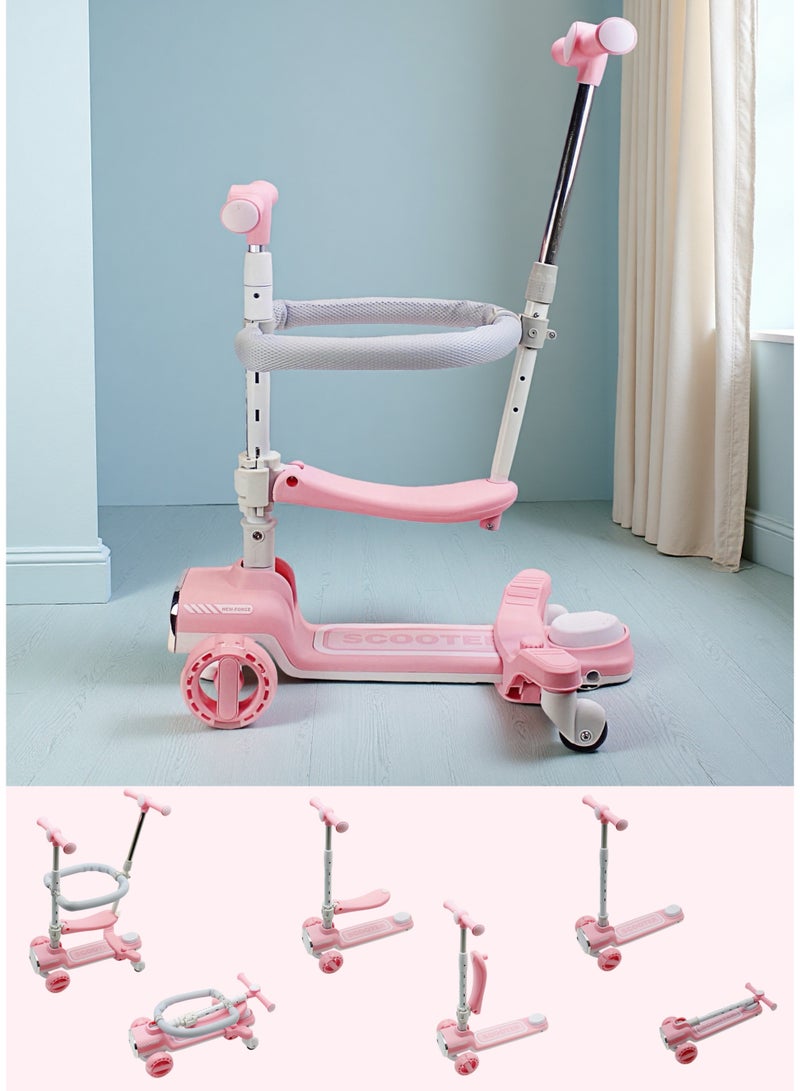 إيزي فيتشور سكوتر إيزي فيوتشر للأطفال، مزود بسياج أمان للأطفال بزاوية 360 درجة ومقبض دفع قابل للتعديل للوالدين، سكوتر ثلاثي العجلات للأطفال من عمر سنة إلى 12 سنة، سكوتر 4 في 1 للأطفال الصغار، سكوتر قابل للطي، ارتفاع قابل للتعديل ومقعد قابل للإزالة - Image 1